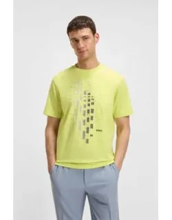 Geometric-print T-shirt In Stretch Cotton