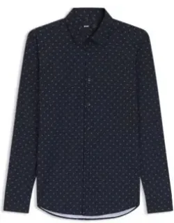 Printed Slim-fit Shirt In Performance-stretch Jersey