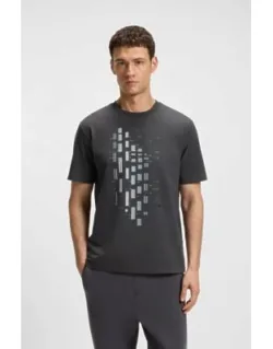 Geometric-print T-shirt In Stretch Cotton