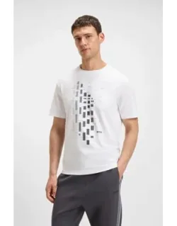 Geometric-print T-shirt In Stretch Cotton