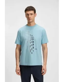Geometric-print T-shirt In Stretch Cotton