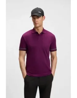 Stripe-cuff Polo Shirt In Interlock Cotton