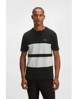 Block-stripe T-shirt In Cotton Piqué