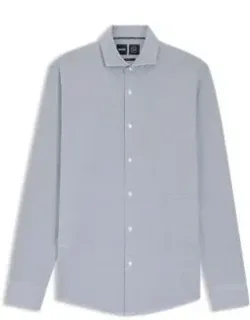 Printed Slim-fit Shirt In Italian-made Performance-stretch Jersey