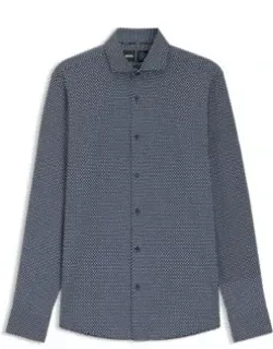 Printed Slim-fit Shirt In Italian-made Performance-stretch Jersey