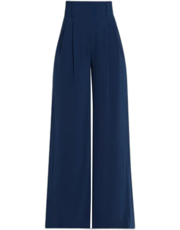 Florina High-rise Pleated Crepe Wide-leg Pants