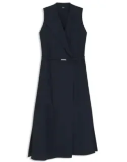 Pinstripe Dress With Buttoned Wrap Front