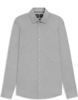 Slim-fit Shirt In Brushed Performance-stretch Flannel