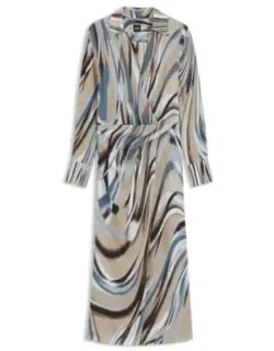 Swirl-print Dress With Wrap Front