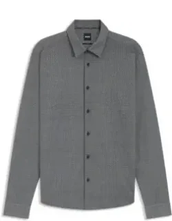 Printed Slim-fit Shirt In Flex-weave Fabric