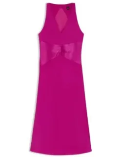 Gathered-front Dress In Crinkle Satin
