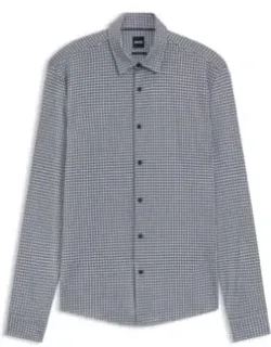 Printed Slim-fit Shirt In Flex-weave Fabric