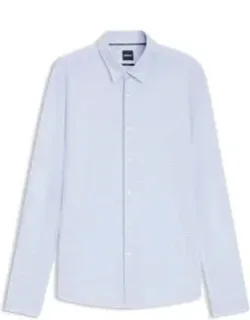 Printed Slim-fit Shirt In Flex-weave Fabric