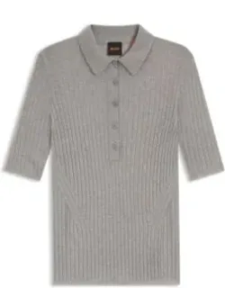 Polo-collar Knit Sweater In A Wool Blend
