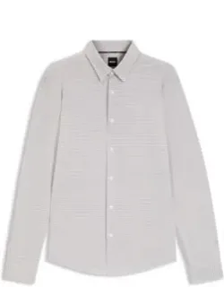 Printed Slim-fit Shirt In Italian Performance-stretch Jersey