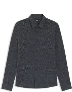 Printed Slim-fit Shirt In Italian Performance-stretch Jersey