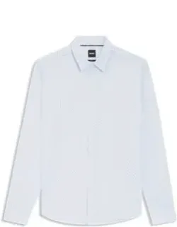 Printed Slim-fit Shirt In Italian Performance-stretch Jersey
