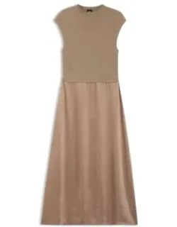 Knitted Dress With Satin Skirt