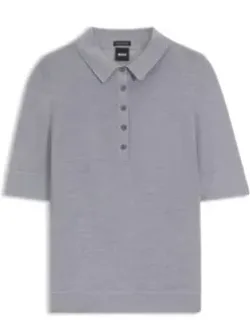 Merino-wool Polo Sweater With Five-button Placket