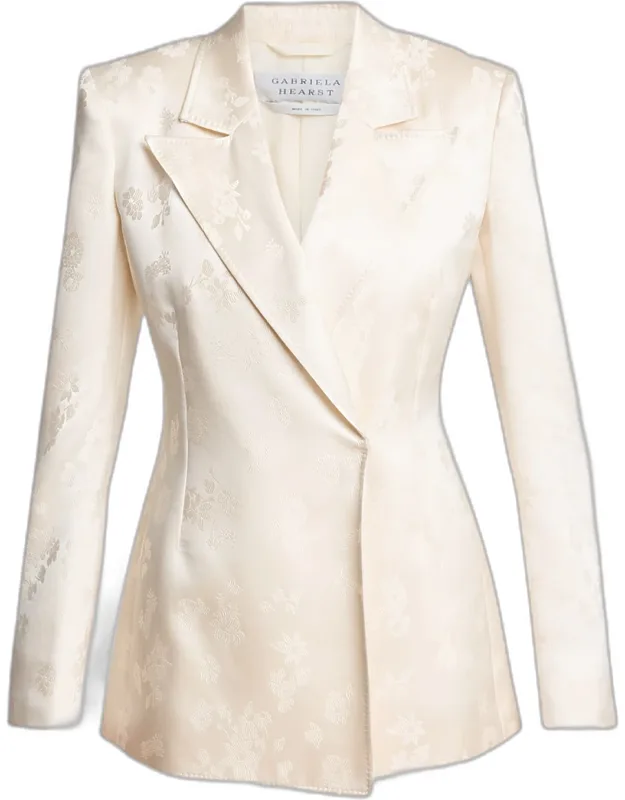 Floral Silk Jacquard Double-breasted Blazer