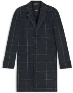 Plain-check Coat In A Slim Fit