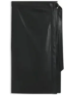 Wrap-front Skirt In Faux Leather
