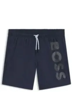 Swim Shorts With Vertical Logo Print