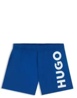 Swim Shorts With Vertical Logo Print