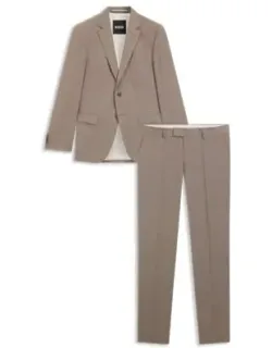 Micro-patterned Two-piece Slim-fit Suit In Virgin Wool