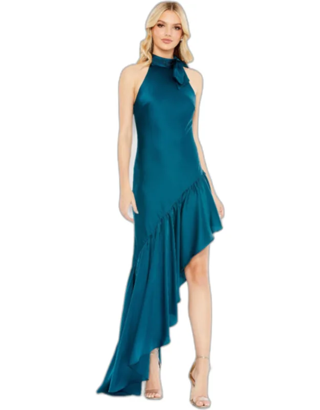 Halter Neck Ruffled Asymmetrical Dress - Final Sale