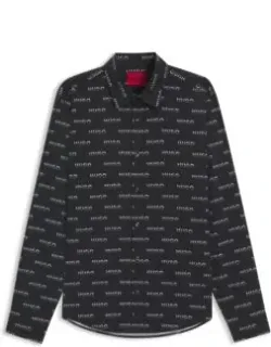 Printed Slim-fit Shirt In Cotton Poplin