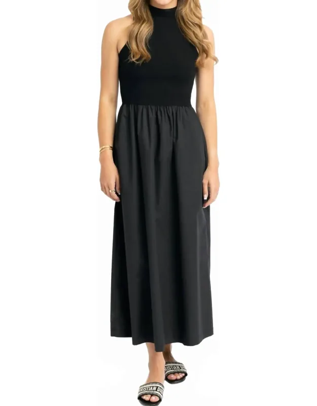 Solid Mock Neck Maxi Dress
