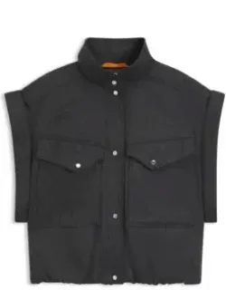 Sleeveless Blazer In Melange Stretch Flannel