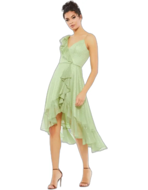 Ruffled Faux Wrap Polka Dot Midi Dress