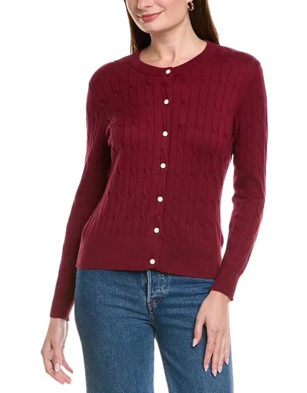 Classic Cable Full Button Cashmere-blend Cardigan