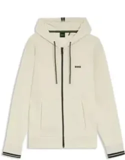 Stripe-detail Zip-up Hoodie In A Cotton Blend
