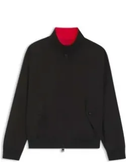 Twill Bomber Jacket With Buttoned Stand Collar