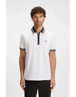 Zip-placket Polo Shirt In Cotton Piqué