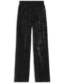 Wide-leg Trousers With Sequin Embellishments