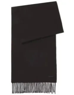 Wool Scarf With Faux-leather Logo Patch