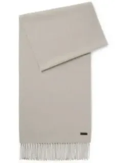 Wool Scarf With Faux-leather Logo Patch