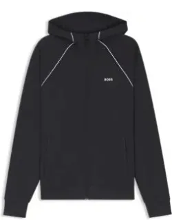 Piping-detail Zip-up Hoodie In A Cotton Blend