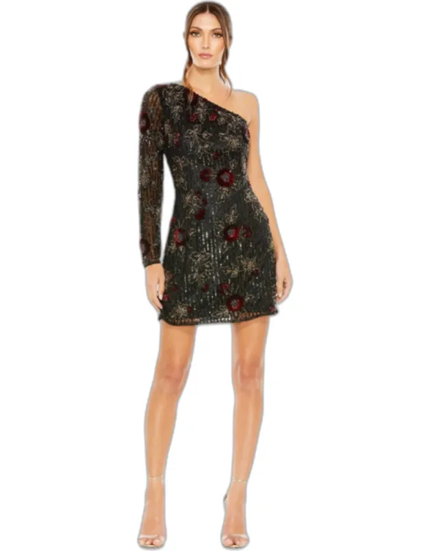 One Shoulder Embellished Mini Dress