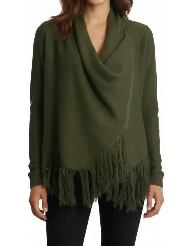 Cowl Neck Fringe Sweater