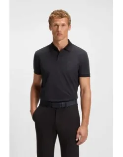 Stripe-collar Polo Shirt In Cotton Piqué