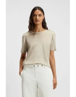 Regular-fit T-shirt With Stretch-silk Front