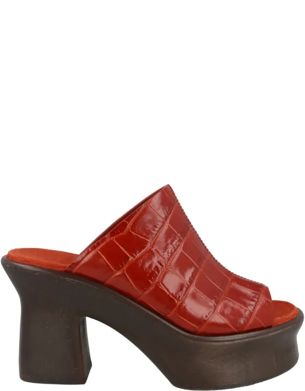 Croc-embossed Platform Mule