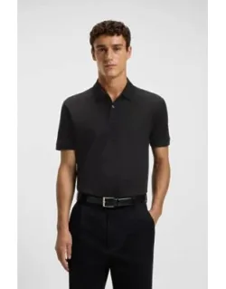 Micro-pattern Polo Shirt In Mercerised Cotton