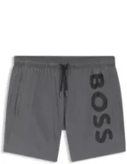 Swim Shorts With Vertical Logo Print
