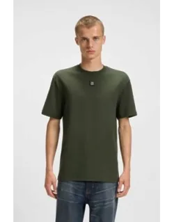 Interlock Cotton T-shirt With Metallic Stacked-logo Badge